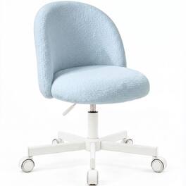 Celtoss - Vanity Makeup Chair with Wheels, Cute Desk Chair, Small Armless Computer Chair, Adjustable Height & Swivel - Blue