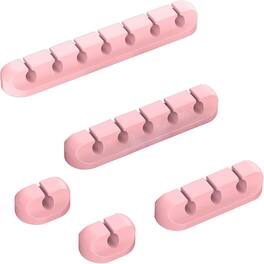 THIRSTY TURTLE - Cord Holder Clips, Self-Adhesive Silicone Organizer for Desk & Car (Pink)