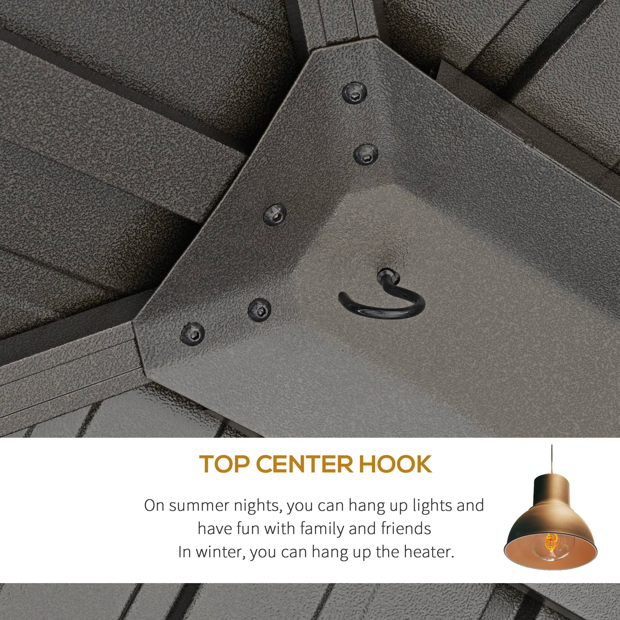 TOP CENTER HOOK

On summer nights, you can hang up lights and have fun with family and friends. In winter, you can hang up the heater.