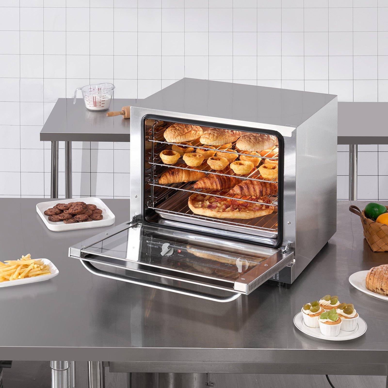 Alt View 1. Glintex - 66L Commercial Countertop Convection Oven 4-Tier 2800W Stainless Electric Baking Toaster for Bakery - Silver.