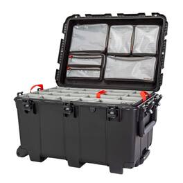 NANUK - 975S 186L Wheeled Hard Case with Padded Divider Insert and Lid Organizer - Retractable Handle and Wheels (Black)