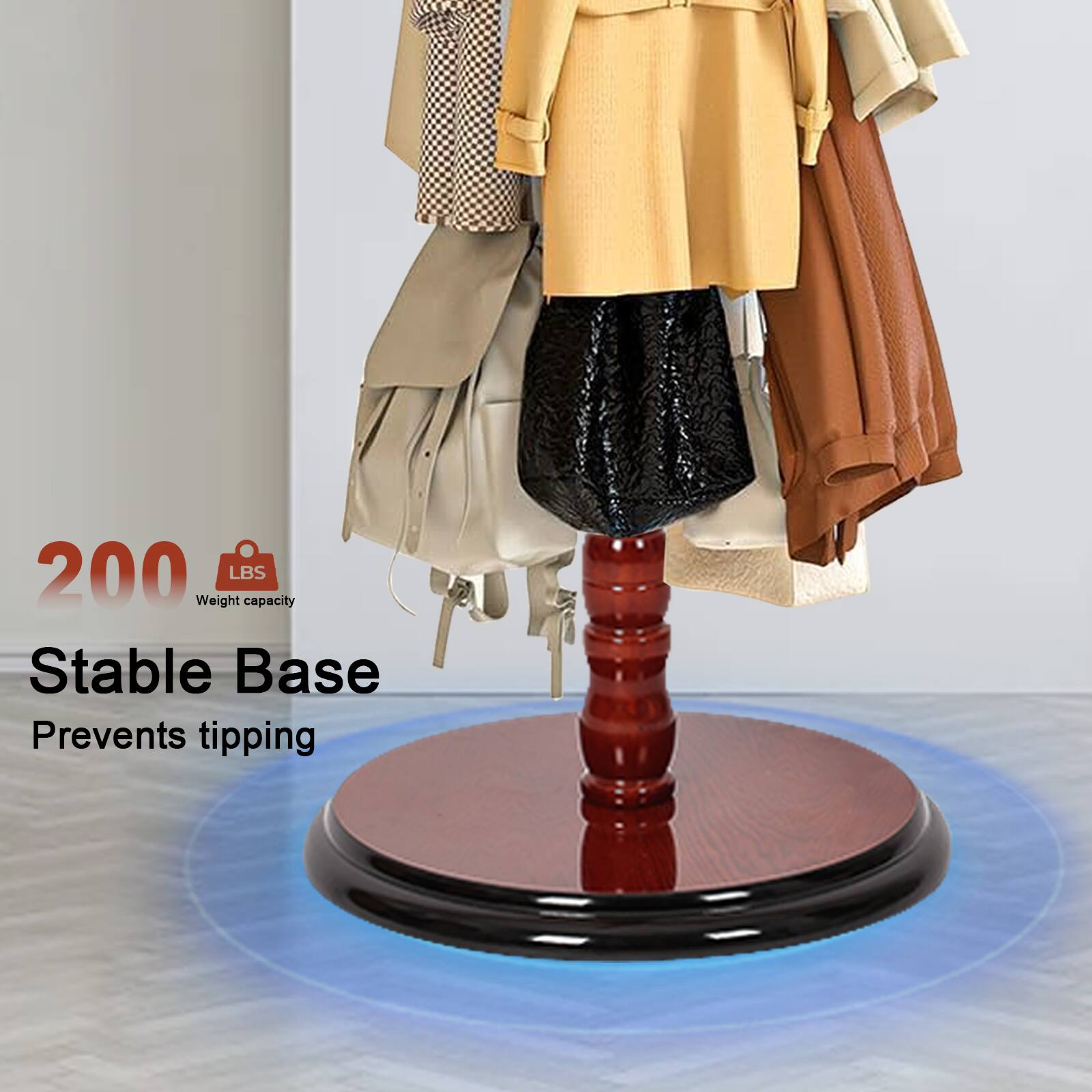 200 LBS Weight capacity  
Stable Base  
Prevents tipping