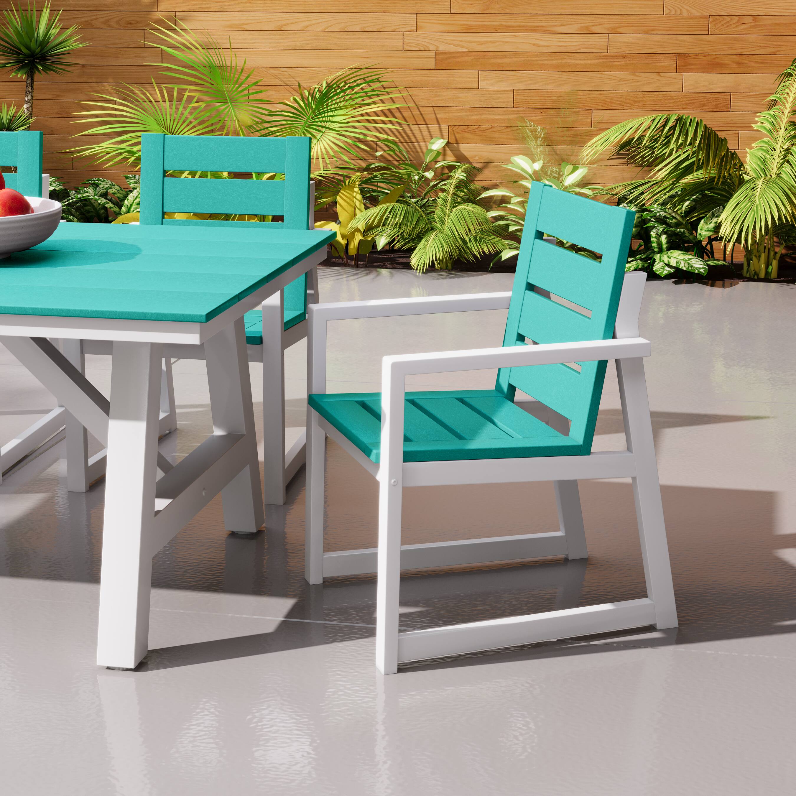 Angle. WestinTrends - WestinTrends Cape May HDPE Outdoor Patio Dining Arm Chair - Turquoise.
