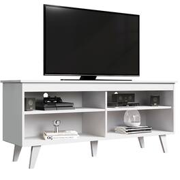 Madesa - TV Stand with 4 Open Shelves and Cable Management 53"L Media Storage Living Room and Bedroom - White