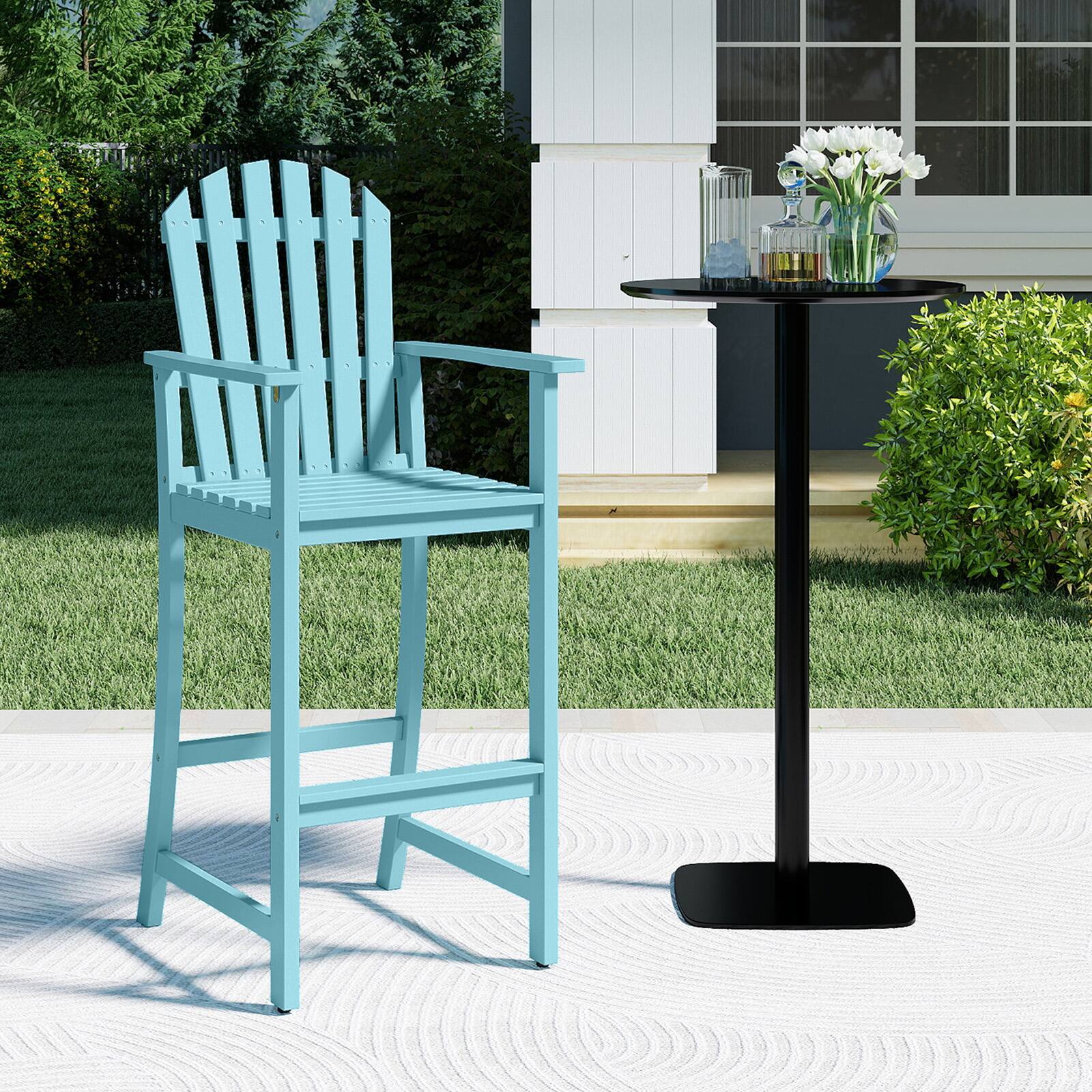 Alt View 8. Gymax - Gymax 4PCS Tall Adirondack Chair w/Back Armrests & Footrest for Balcony Porch Deck Turquoise - Green.
