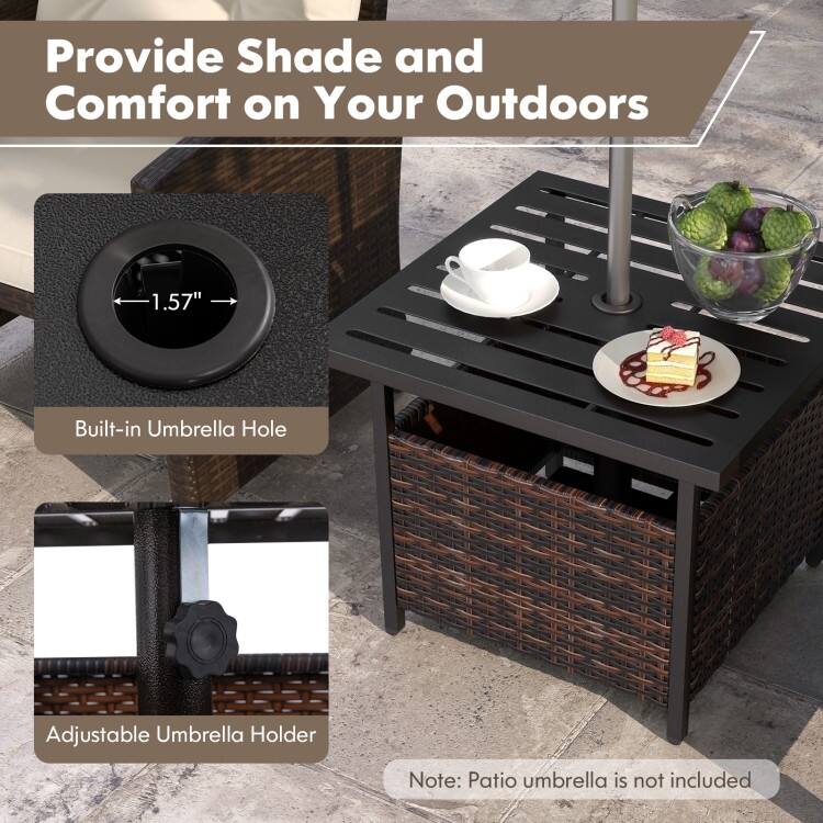 Provide Shade and Comfort on Your Outdoors

1.57" Built-in Umbrella Hole

Adjustable Umbrella Holder

Note: Patio umbrella is not included