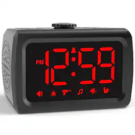 Dazzed Corner - 115dB Super Loud Alarm Clock, Large Display, USB Charging - Black