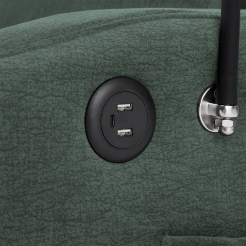 Alt View 5. LUCKY ONE - 55.9" Convertible Loveseat Sofa Bed w/ 3 USB Ports Cup Holders Swivel Phone Holder - Green.