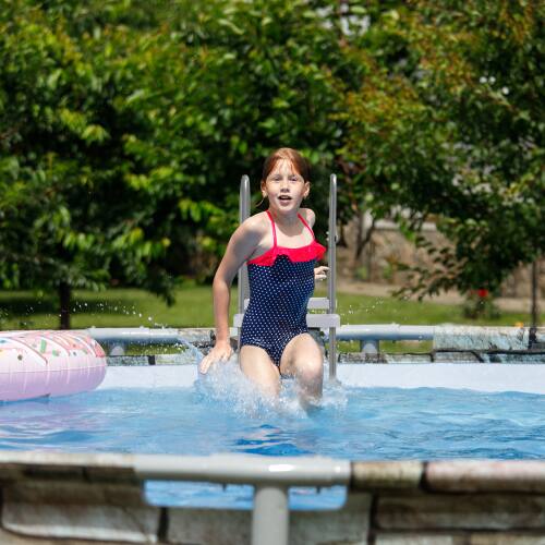 Alt View 9. Winado - 3-Step Swimming Pool Ladder Steel Frame 300lbs Capacity for Indoor Outdoor Above Ground Pools, Double-Sided Pool Stairs - Gray Frame & White Pedals.