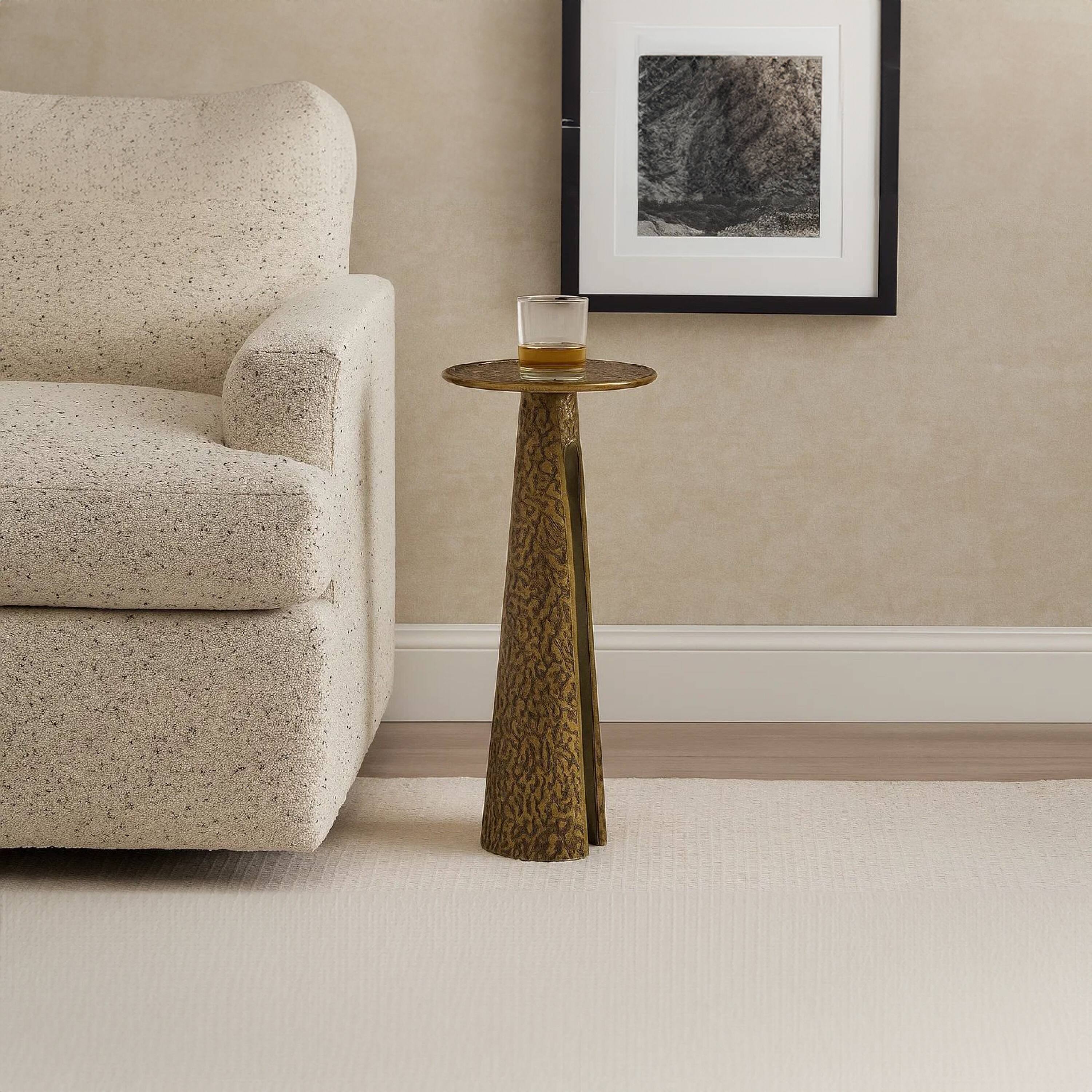 Alt View 10. Manhattan Lane - Arvyn 24" Side End Drink Table | Aluminum Cast Craftmanship - Antique Brass.