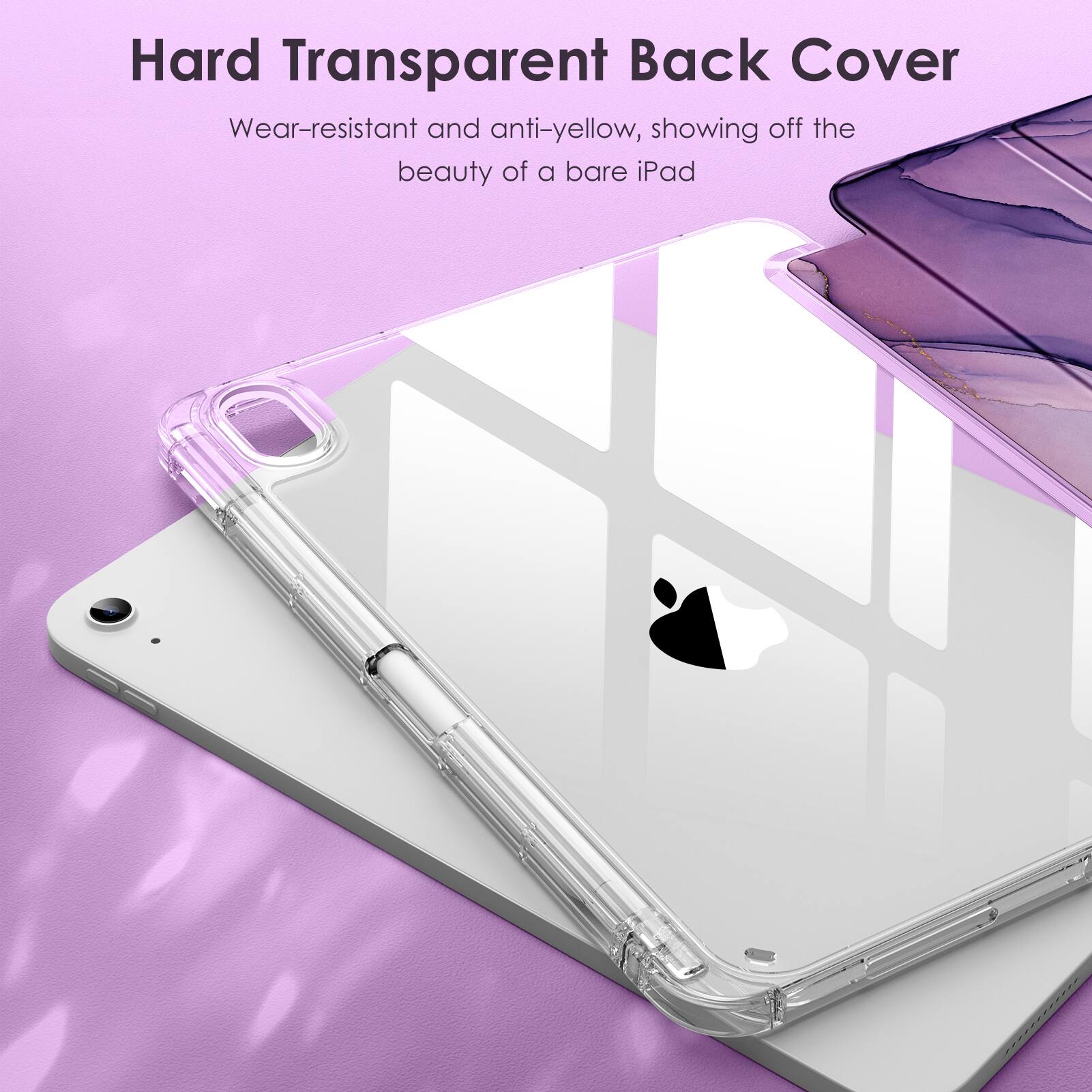 Hard Transparent Back Cover

Wear-resistant and anti-yellow, showing off the beauty of a bare iPad