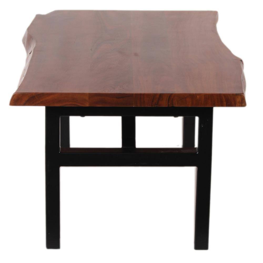 Alt View 1. AmeriHome - Acacia Live Edge Trestle Coffee Table - Brown/Black.