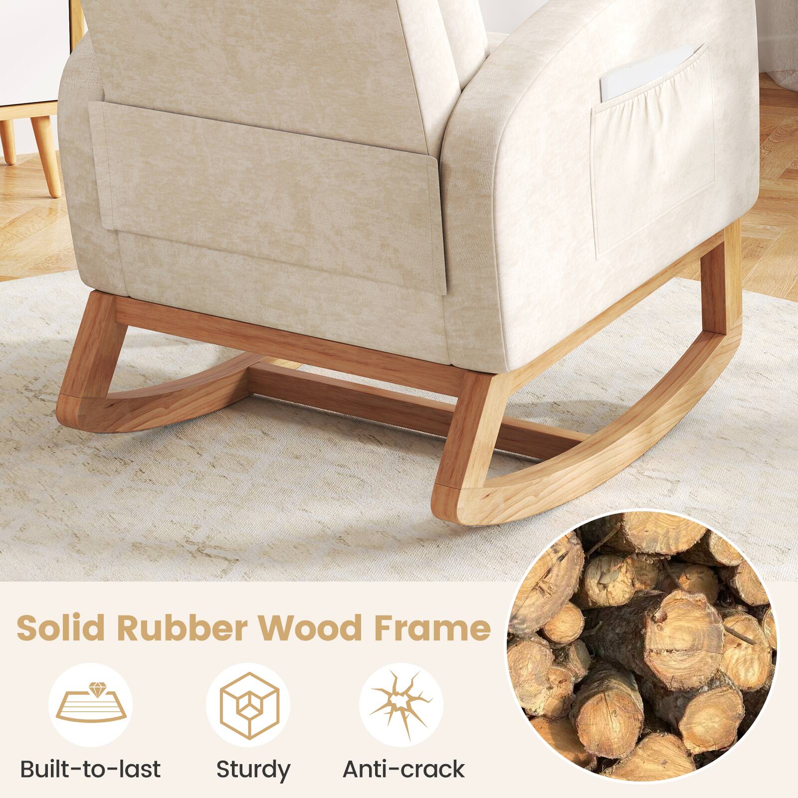 Solid Rubber Wood Frame

Built-to-last  
Sturdy  
Anti-crack