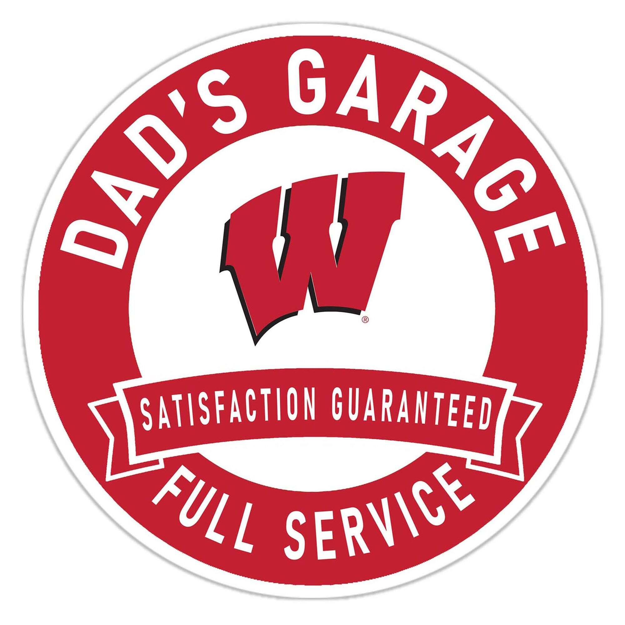 Wisconsin Badgers 16" Dad's Garage Wood Sign