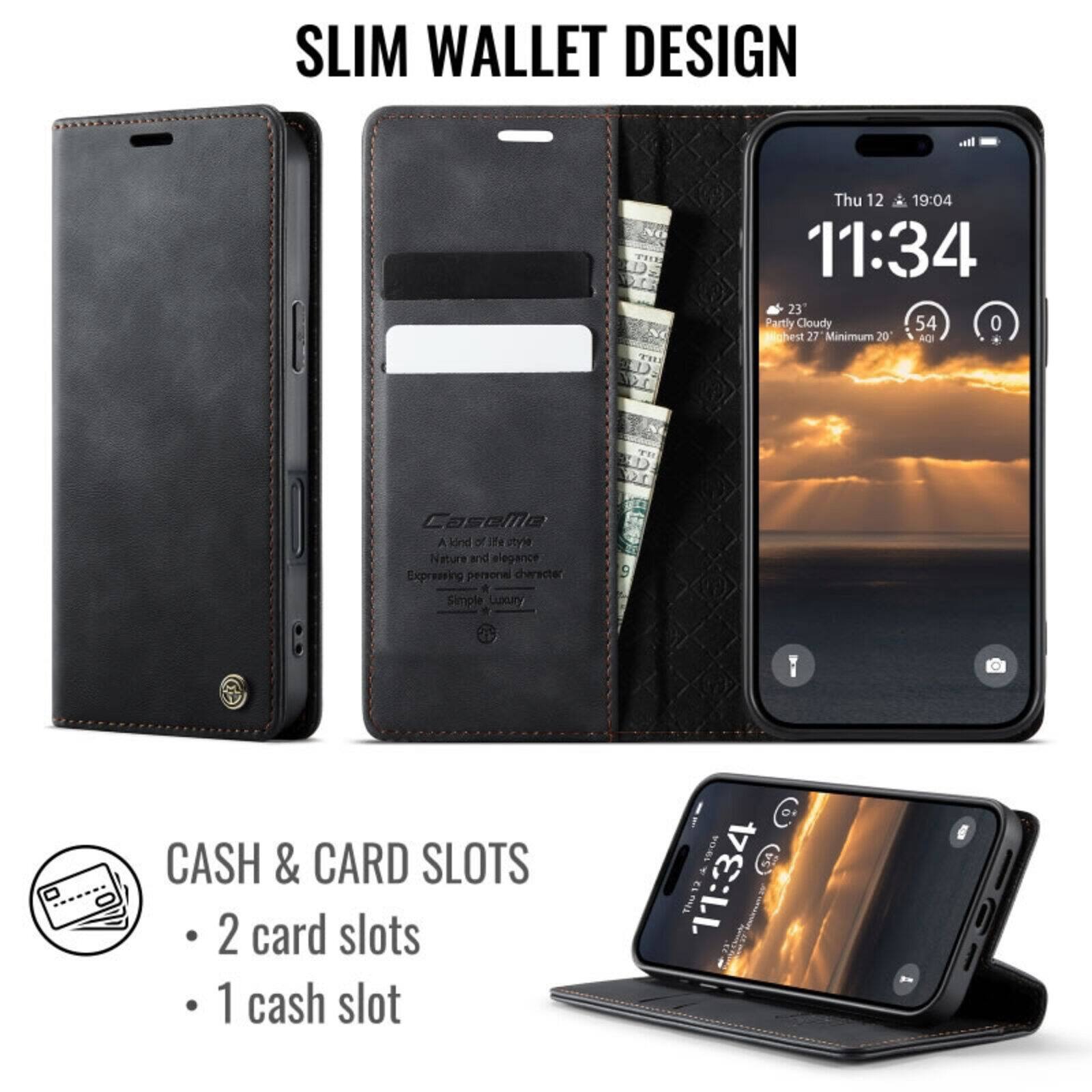 SLIM WALLET DESIGN

Thu 12 19:04 11:34 23 Partly Cloudy 54 0 Wahest 27 Minimum 20 AQI

ID

Caseme
A kind of life style Nature and elegance Expressing personal character
Simple Luxury

CASH & CARD SLOTS
- 2 card slots
- 1 cash slot

Thu 12 11:34