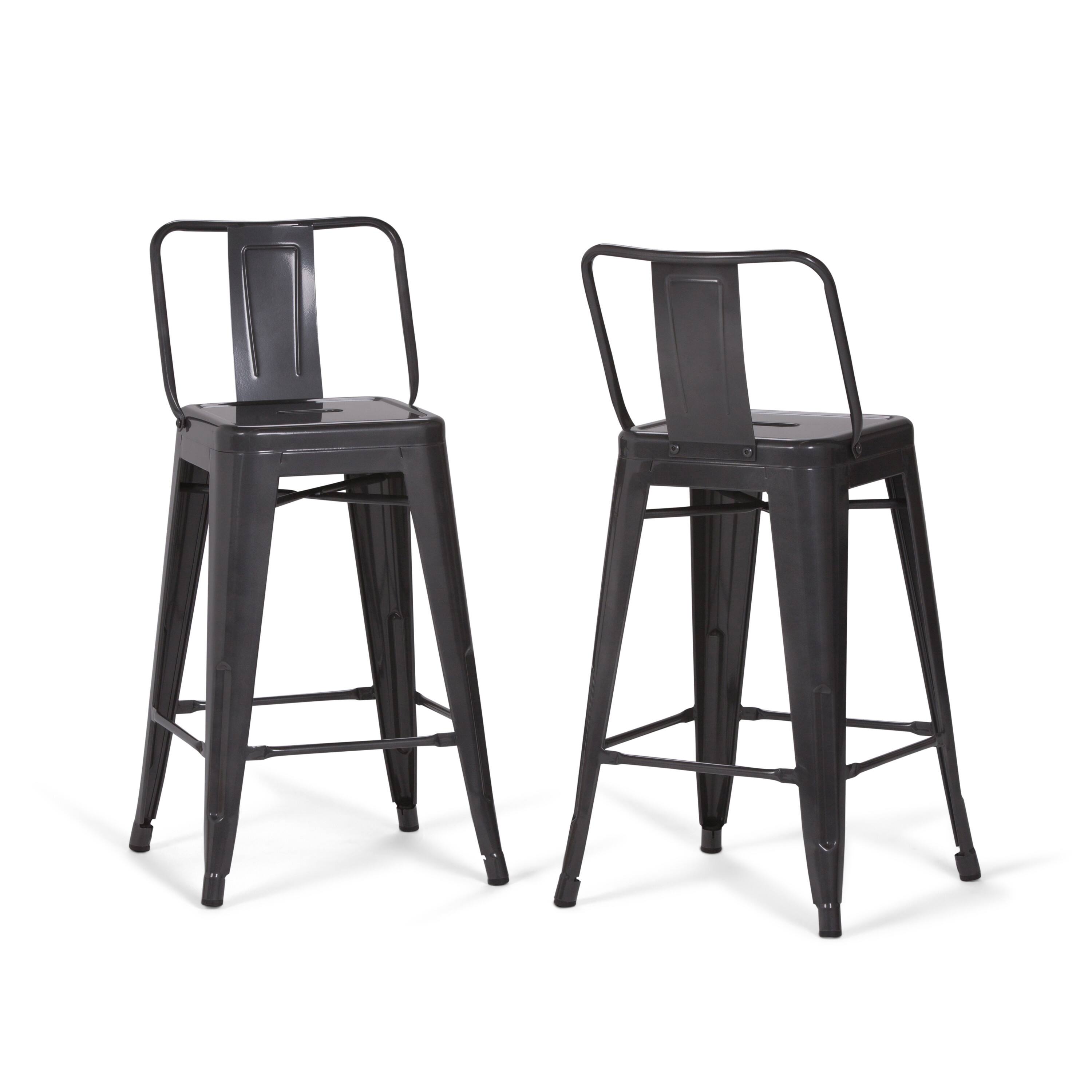 Angle. Simpli Home - Rayne Metal Counter Height Stool (Set of 2) - Grey.