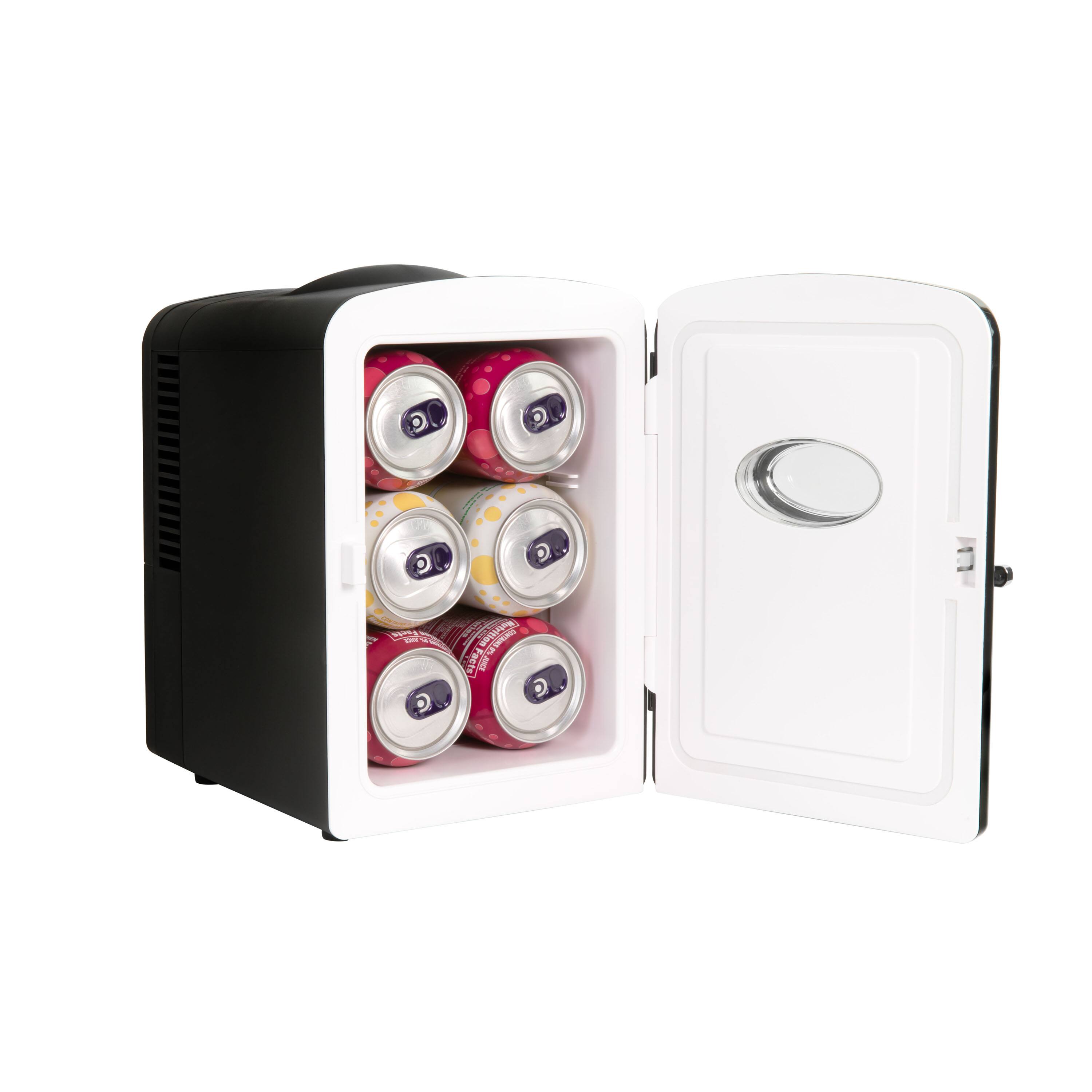 Left. Nostalgia - Retro 6-Can Display Fridge & Heater - Black.