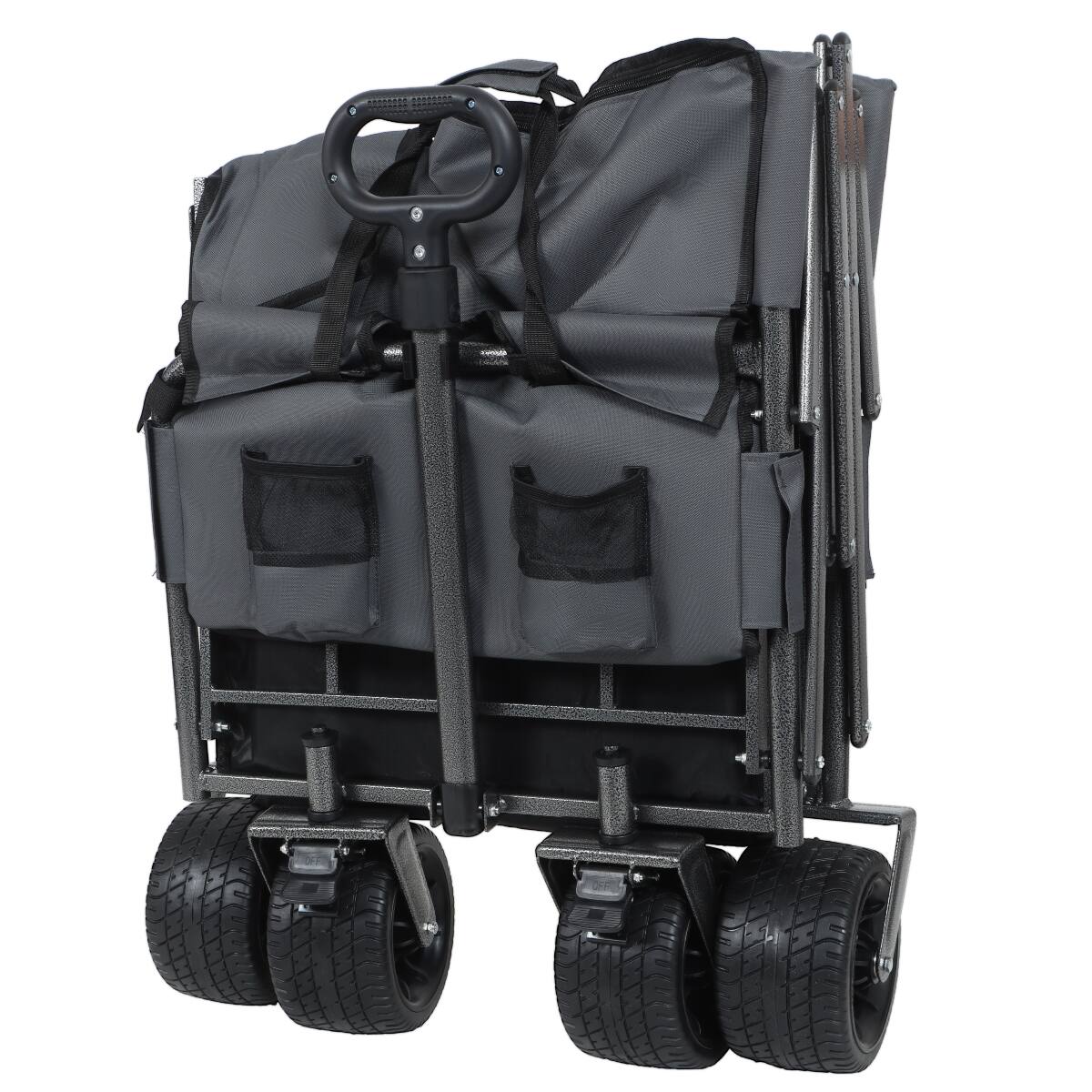 Alt View 1. Loheer - Loheer Folding Utility Wagon Cart with Bench Seat, 180L Cargo Space and All Terrain Wheels, Gray.