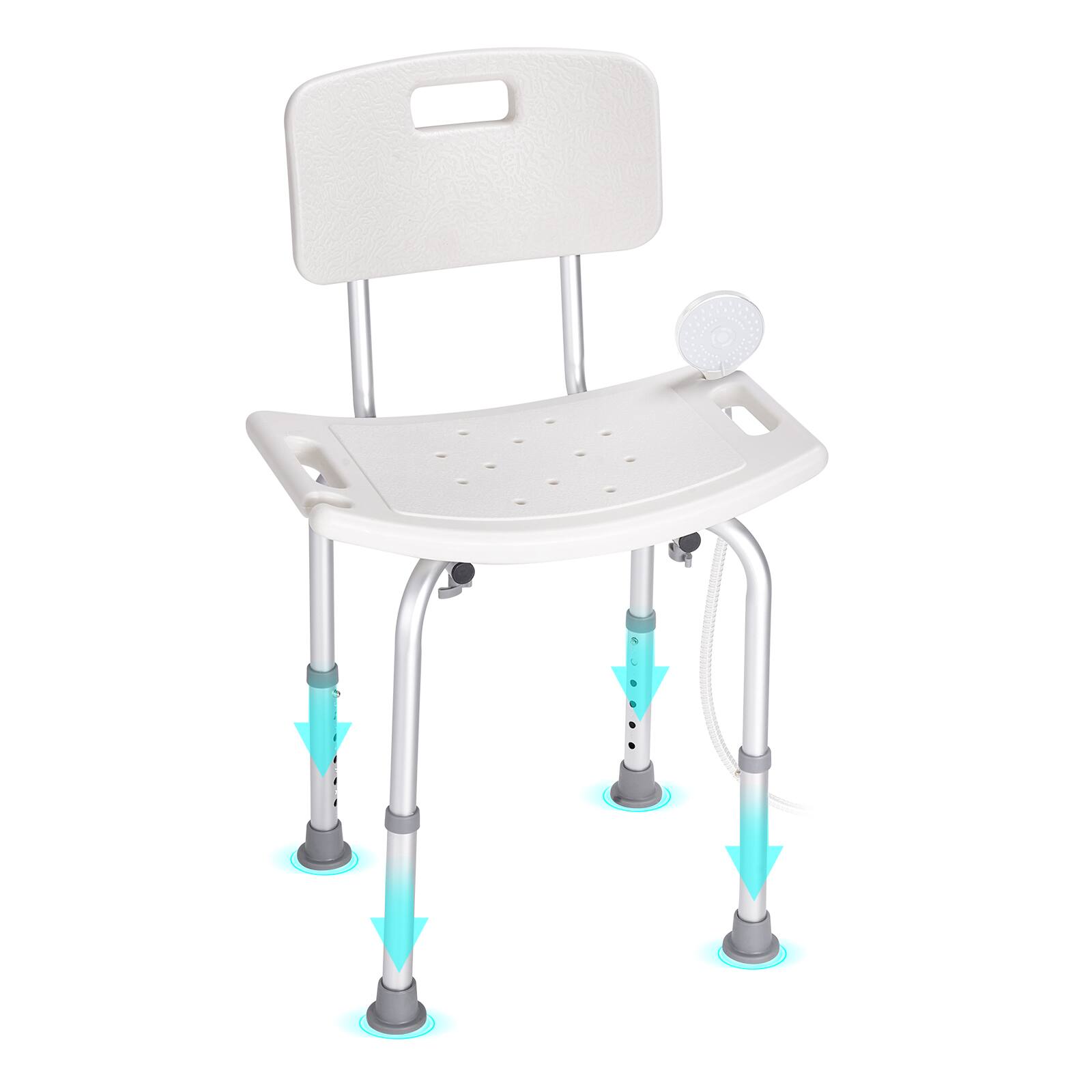 Alt View 5. VEVOR - Shower Chair, Shower Seat with Back, Adjustable Height Shower Stool, Shower Chair for Inside Shower Bathtub - Silver;White.