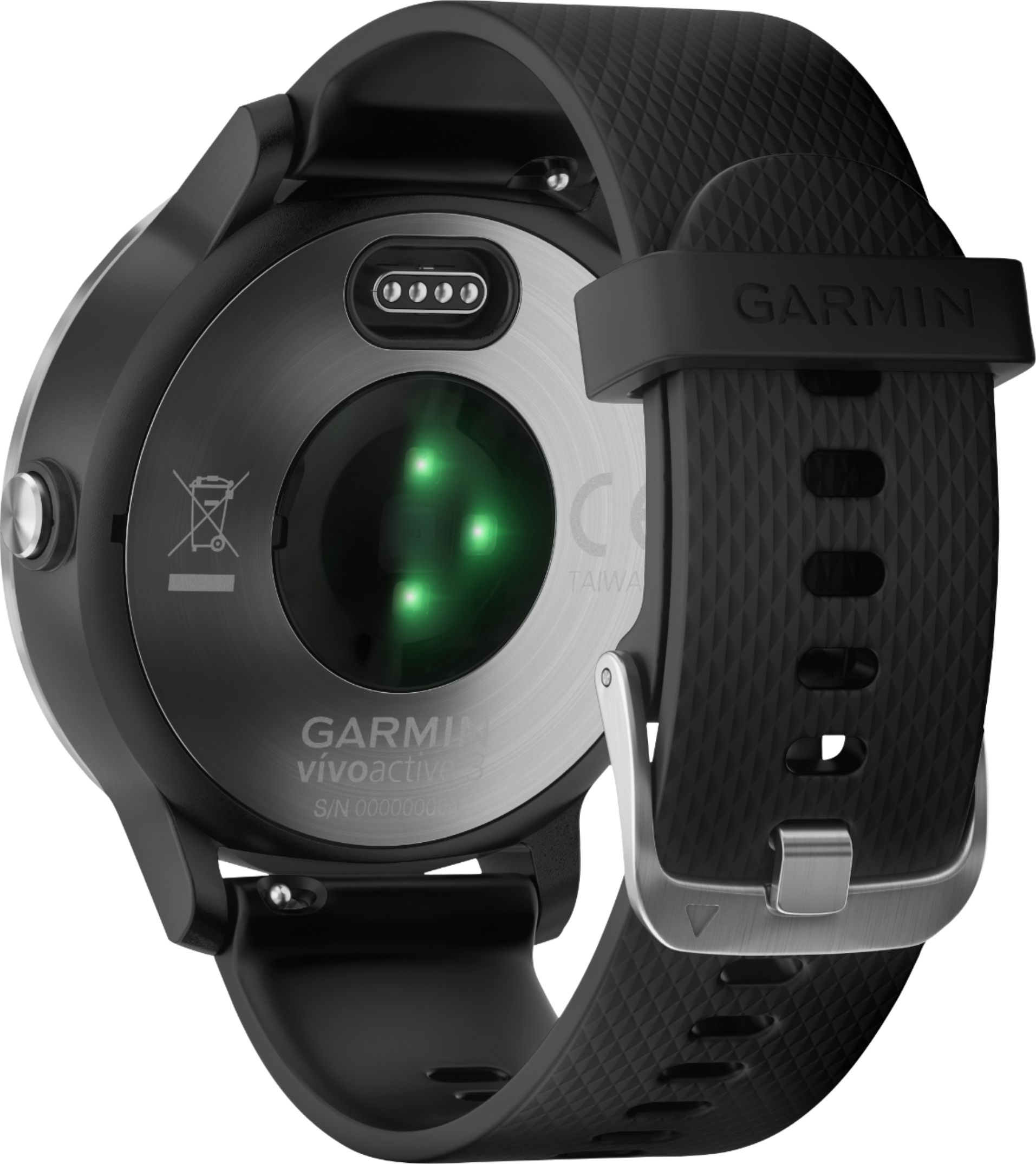 Back View: Garmin - vívoactive 3 Smartwatch - Stainless steel