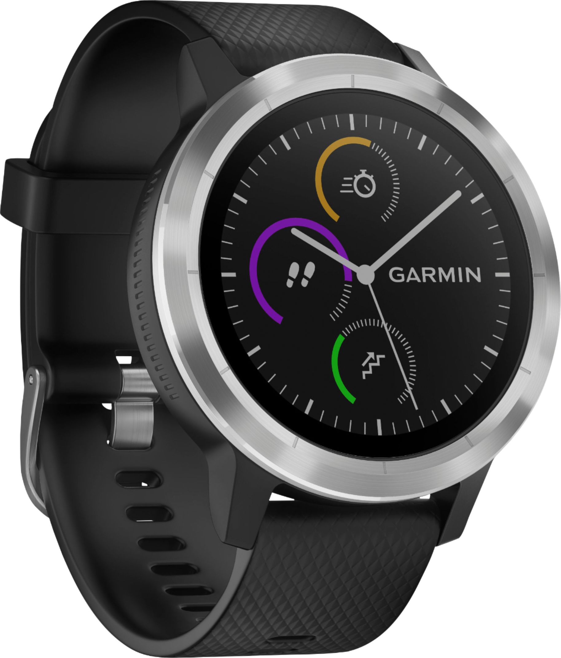 Angle View: Garmin - vívoactive 3 Smartwatch - Stainless steel