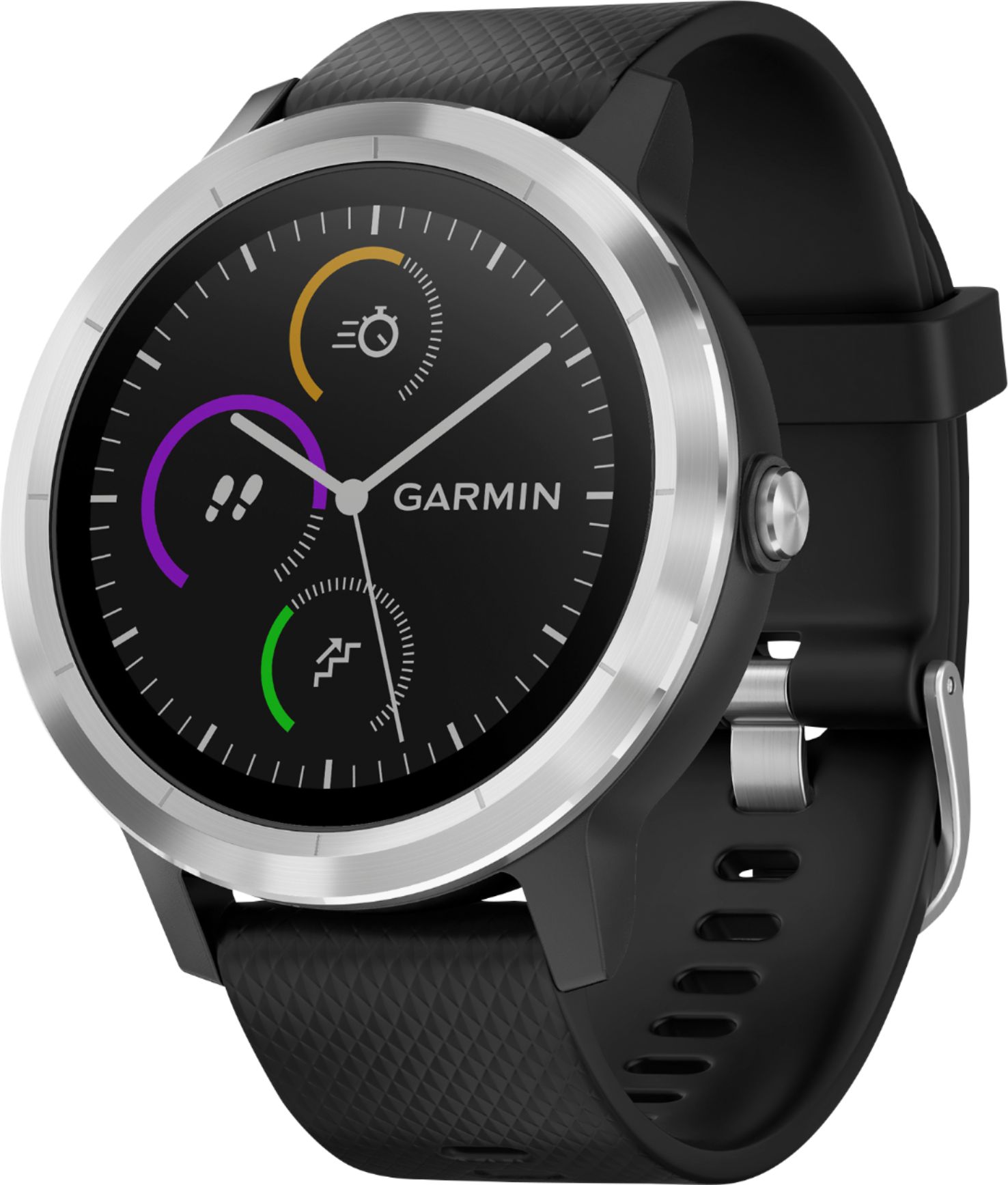 Left View: Garmin - vívoactive 3 Smartwatch - Stainless steel