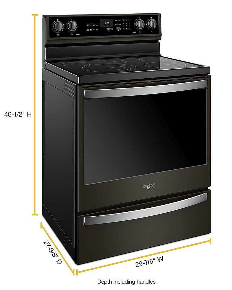 Left View: Whirlpool - 6.4 Cu. Ft. Self-Cleaning Freestanding Electric Convection Range - Stainless steel