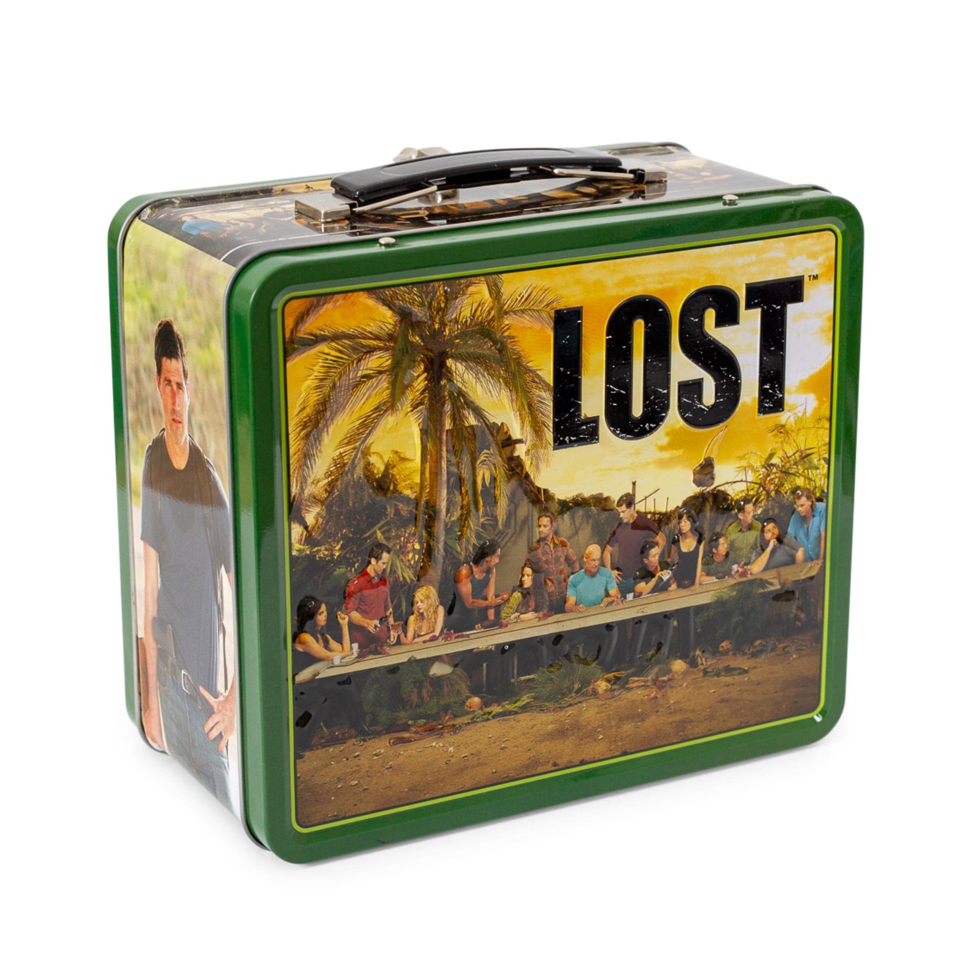 Front. Toynk - LOST Cast Metal Tin Lunch Box Tote | 8 x 7 x 4 Inches - Green.