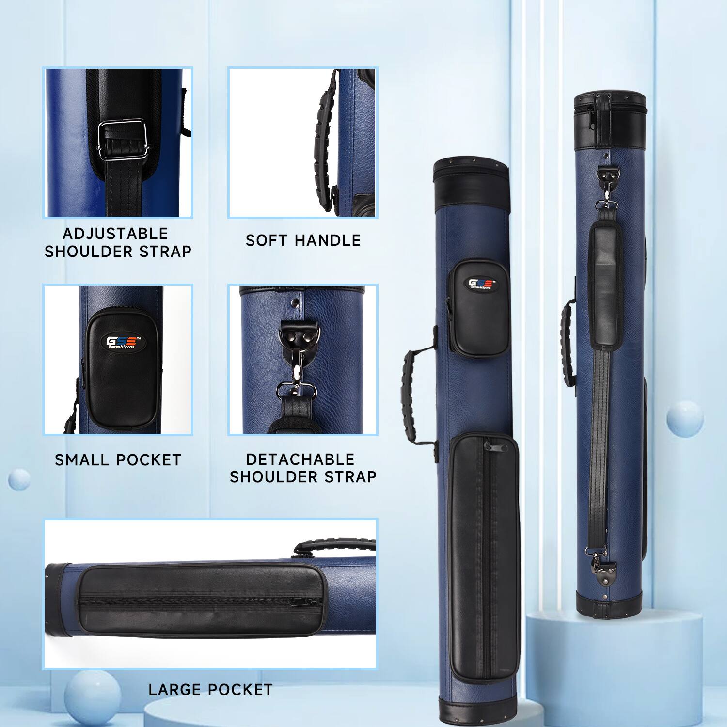 ADJUSTABLE SHOULDER STRAP, SOFT HANDLE, SMALL POCKET, DETACHABLE SHOULDER STRAP, LARGE POCKET