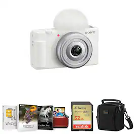Bundle - Sony - ZV-1F Vlogging Camera, White with Mac Software Accessories