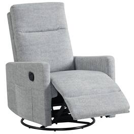 Costway - 360° Swivel Rocking Chair with Cushioned Back, Seat & Footrest for Living Room - Gray