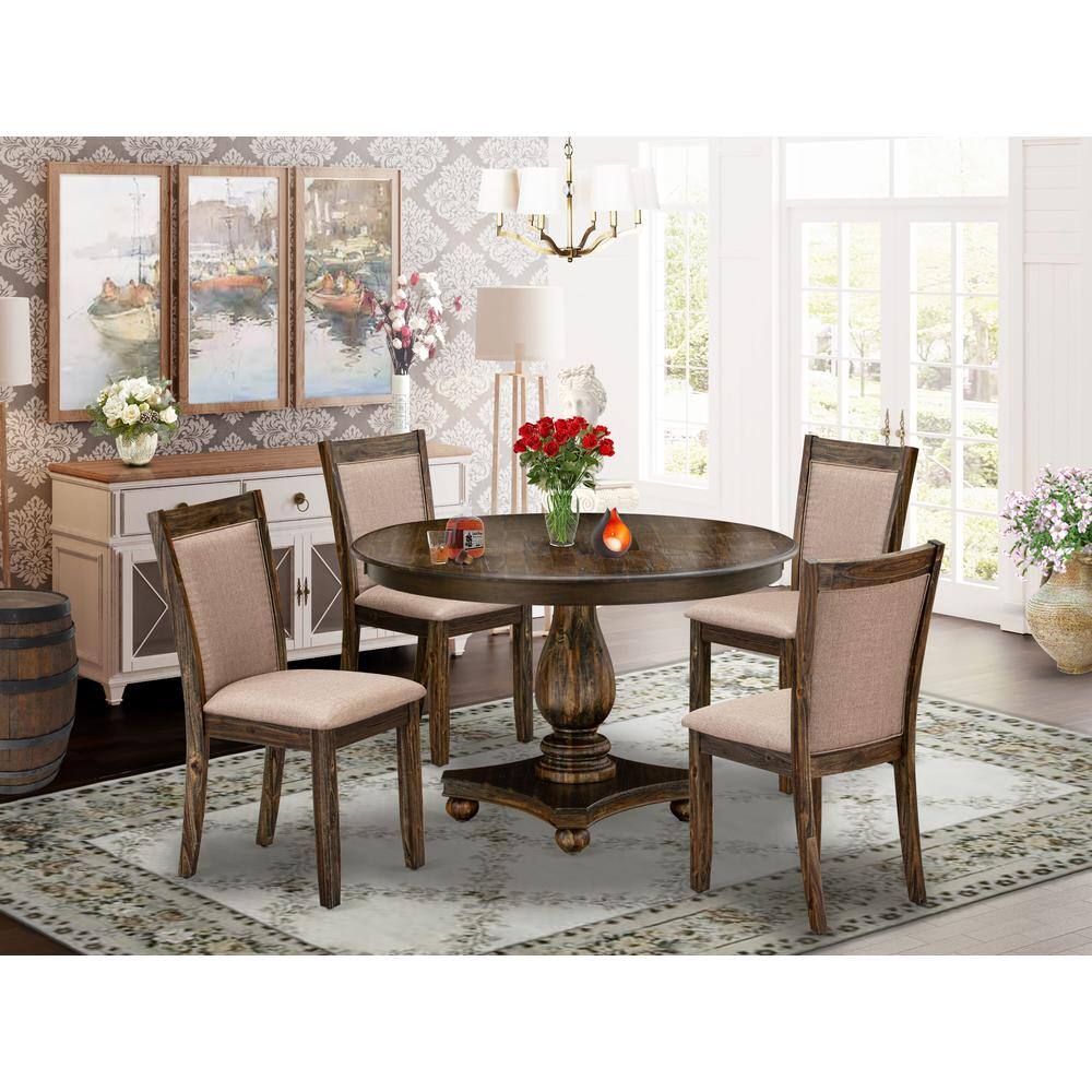 Angle. East West Furniture - East West Furniture 5 Piece Dinner Table Set Includes a Kitchen Table and 4 Dark Khaki Linen Fabric Upholstered Dining - Multi-Color.