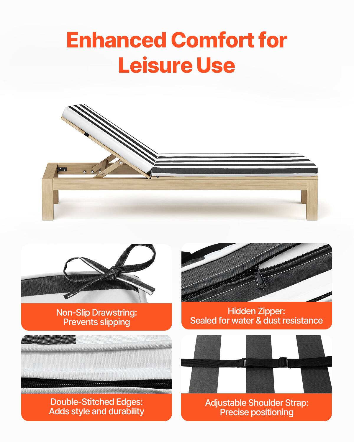 Enhanced Comfort for Leisure Use

- Non-Slip Drawstring: Prevents slipping
- Hidden Zipper: Sealed for water & dust resistance
- Double-Stitched Edges: Adds style and durability
- Adjustable Shoulder Strap: Precise positioning