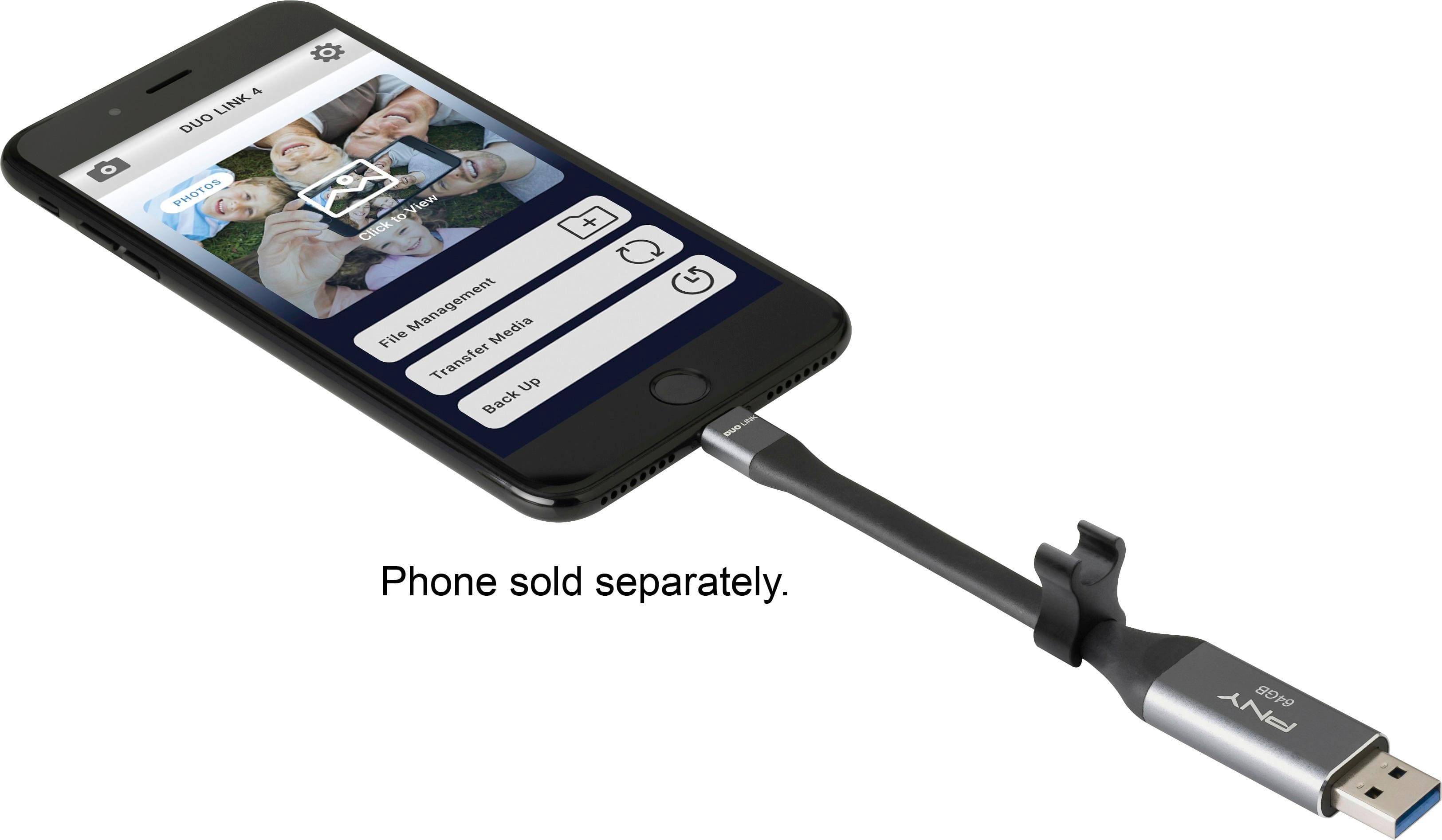 Alt View 12. PNY - DUO Link 64GB USB 3.0 OTG Flash Drive for iOS Devices and Computers - Gray.