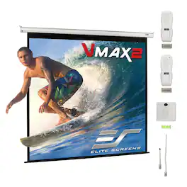 Elite Screens - VMAX 2 Matte Electric Wall/Ceiling Mounted Screen, 170"Diag,120"x120" ,IR/RF Remotes, 12v trigger, VMAX170XWS2 - White