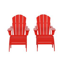 WestinTrends - Malibu 4-Piece set classic Adirondack chairs with ottoman (2 seater) - Red