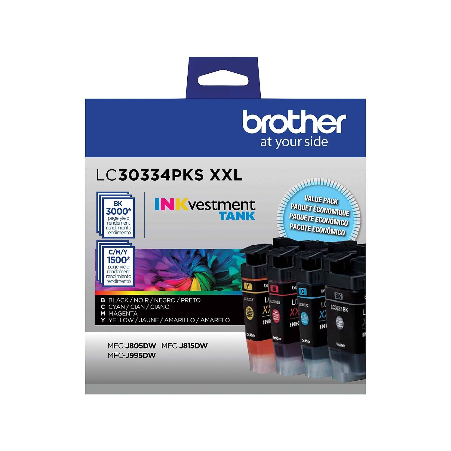 Brother - LC30334PKS Super High Yield Ink Cartridges, 4/Pack - Assorted Colors