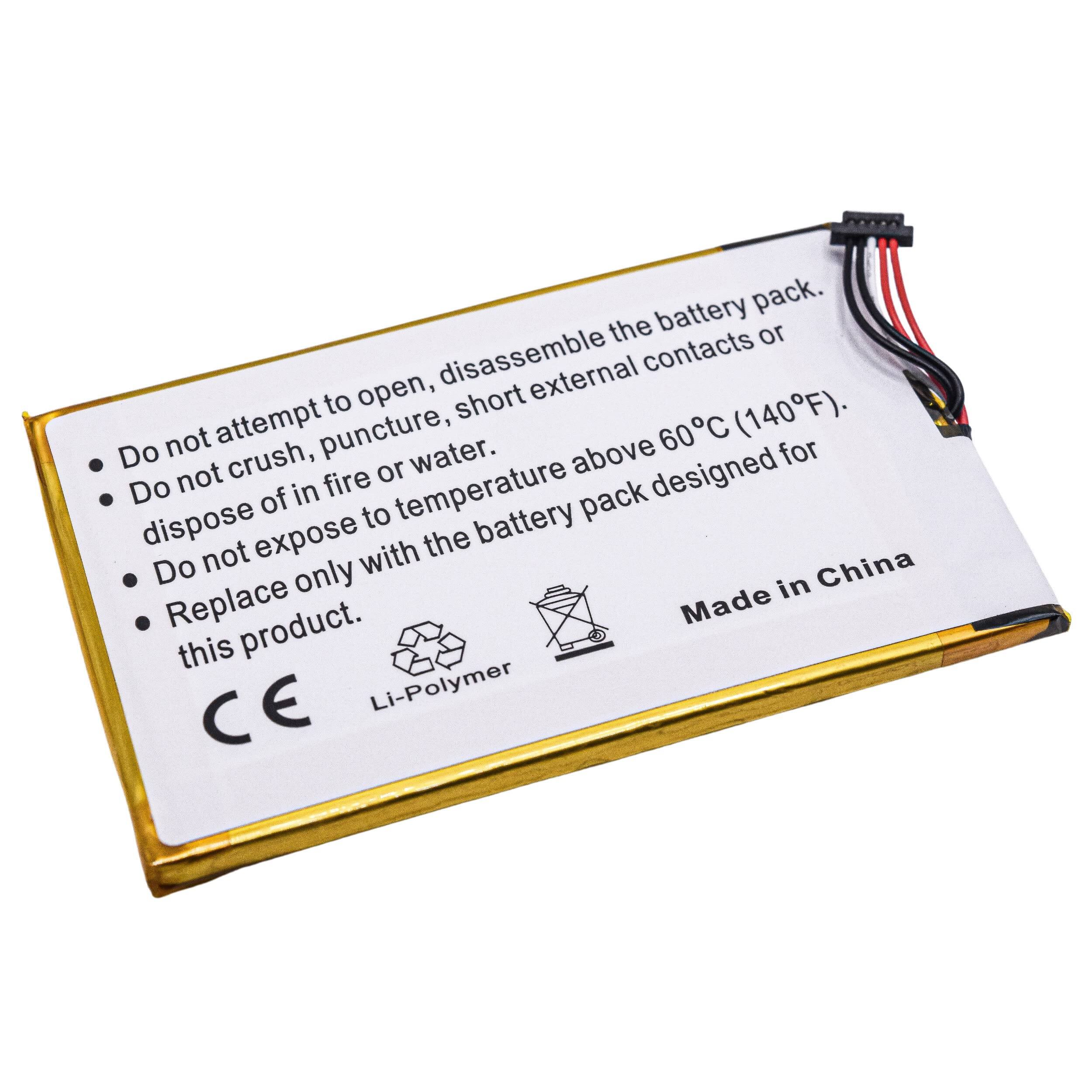 - Do not attempt to open, disassemble the battery pack.
- Do not crush, puncture, short external contacts or dispose of in fire or water.
- Do not expose to temperature above 60°C (140°F).
- Replace only with the battery pack designed for this product.
- Made in China
- CE
- Li-Polymer