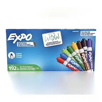 2003995A
Odor in low encre a faible odeur!
tinta de bajo olor
EXPO
Erasos
WOW
Easily Erases
Efface Facilement
Se Borra con Facilidad
Chisel
Ciseau
Cincel
192
CONT
Dry Erase Markers
Marqueurs Effaçables a Sec
EXPO
EXPO
EXPO
EXPO
PCAS
PLA
Marcadores Borrables