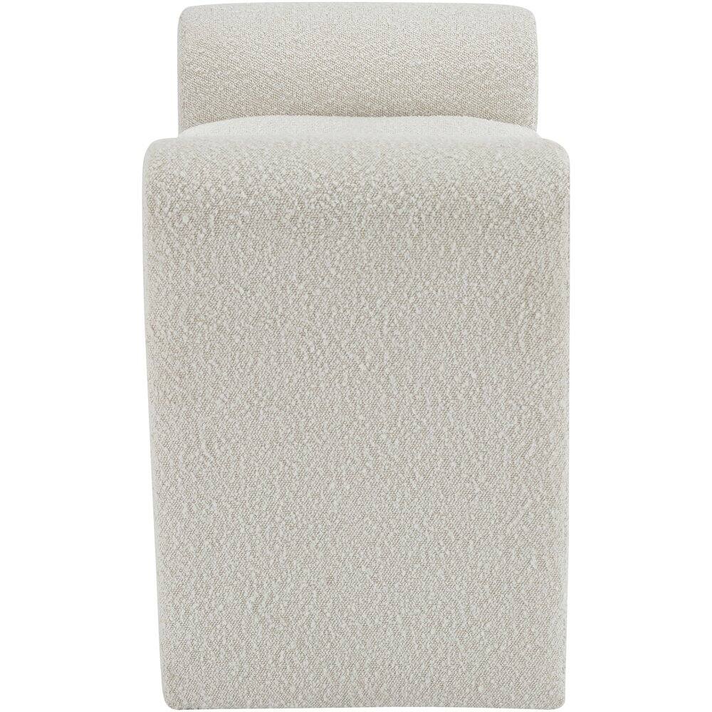 Alt View 3. Meridian Furniture - Stylus Cream Boucle Fabric Bench - Beige.
