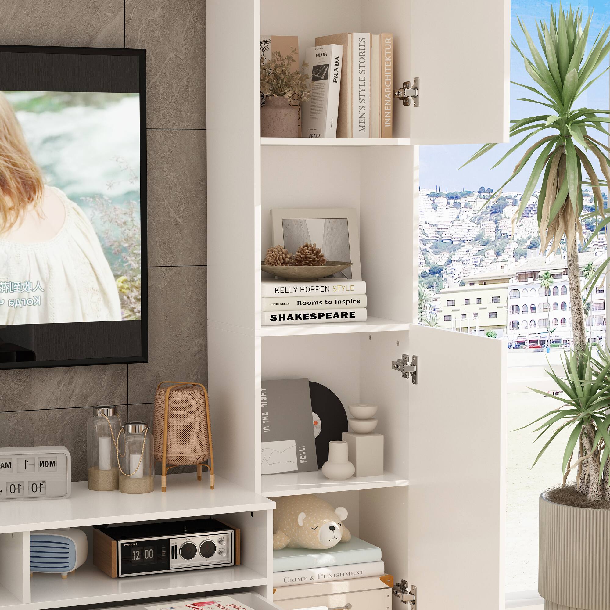 The text on the image is:

- PRADA
- MEN'S STORIES
- INNENARCHITEKTUR
- KELLY HOPPEN STYLE
- Rooms to Inspire
- SHAKESPEARE
- AM I OR NOT
- 12:00
- CRIME & PUNISHMENT

Grouped and corrected:

1. PRADA
2. MEN'S STORIES
3. INNENARCHITEKTUR
4. KELLY HOPPEN STYLE
5. Rooms to Inspire
6. SHAKESPEARE
7. AM I OR NOT
8. 12:00
9. CRIME & PUNISHMENT