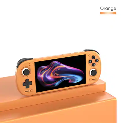 Front. Retroid Pocket - RP6 Handheld Gaming Console – Snapdragon 8 Gen 2, 8GB RAM, 128GB Storage, Screen Protector included - Orange.