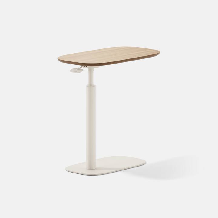 Angle. Branch - Branch Personal Table – Height Adjustable, Portable Rolling C-Table, Mobile Laptop & Sofa Side Table - Woodgrain / Tofu.