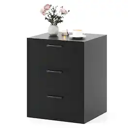 Costway - 3 Drawer Dresser Chest of Drawer Storage Cabinet with Wide Storage Space Organizer - Black