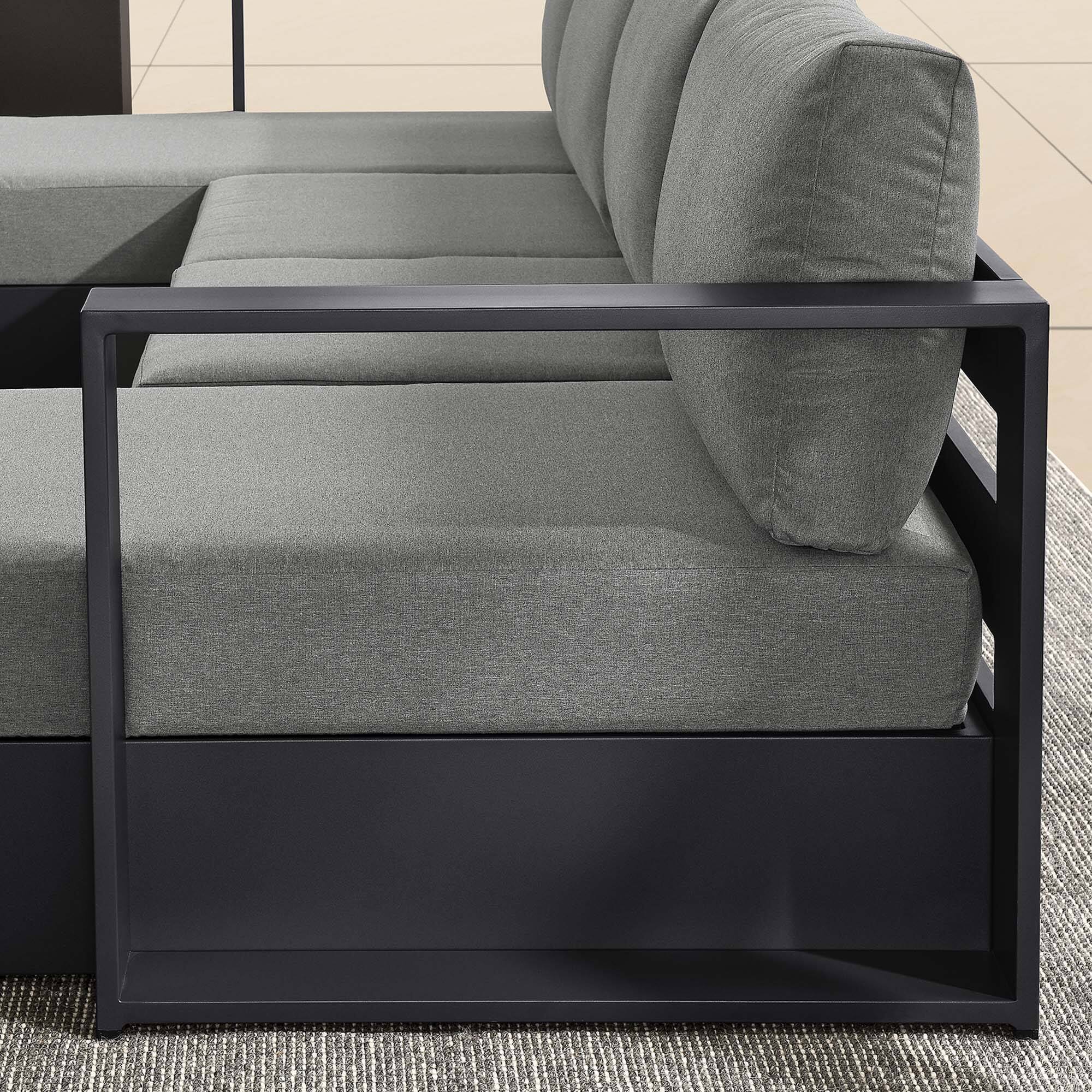 Alt View 4. Modway - Tahoe 4-Piece Outdoor Powder-Coated Aluminum Sectional Sofa Set - Gray Charcoal.
