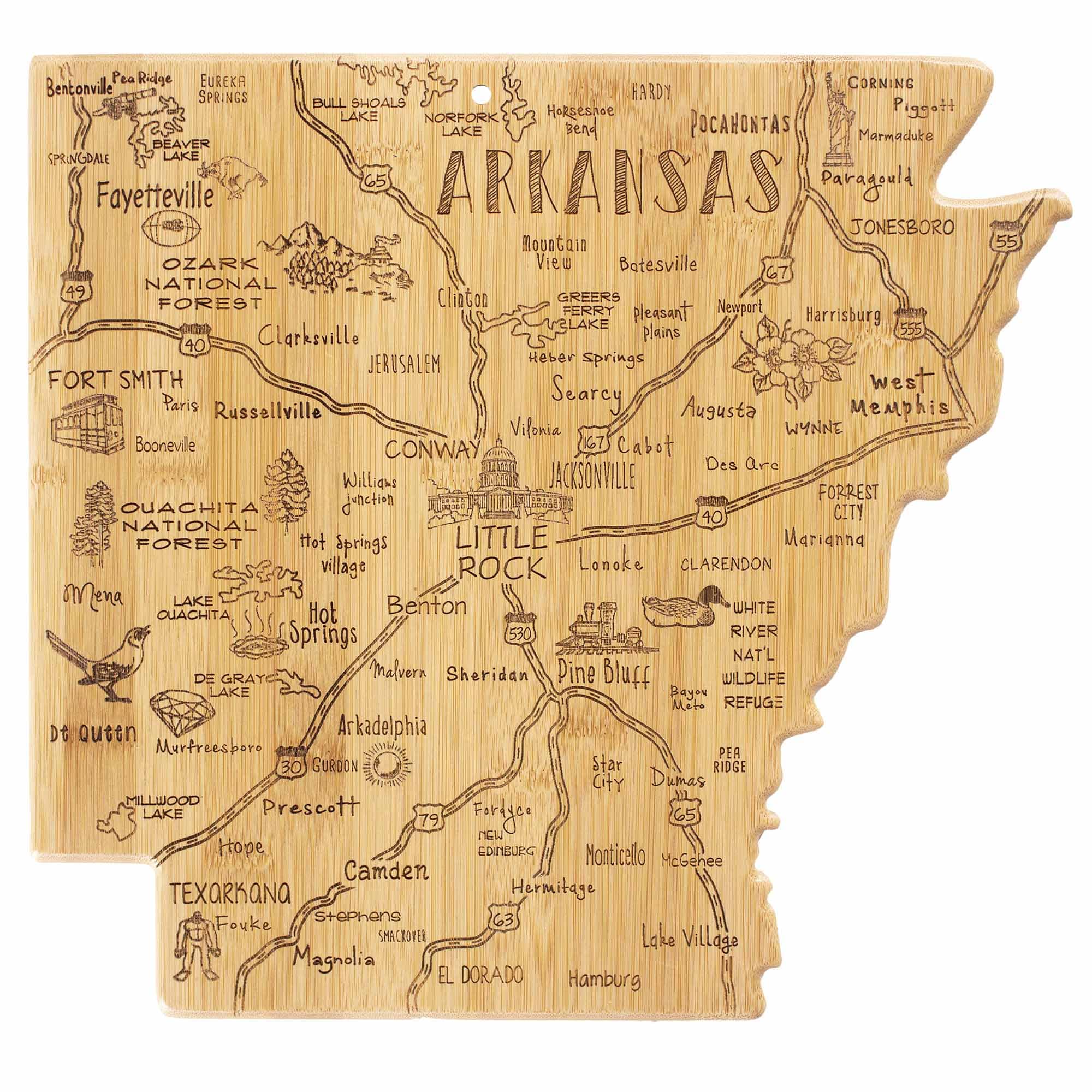 Totally Bamboo - Destination Arkansas Cutting Board, 13" x 12"