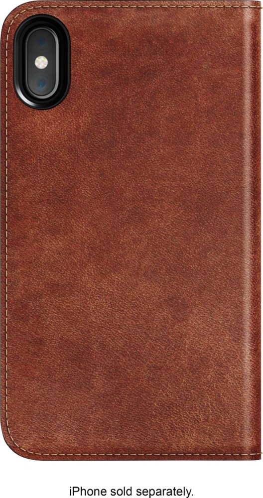 leather folio for apple iphone x and xs - brown