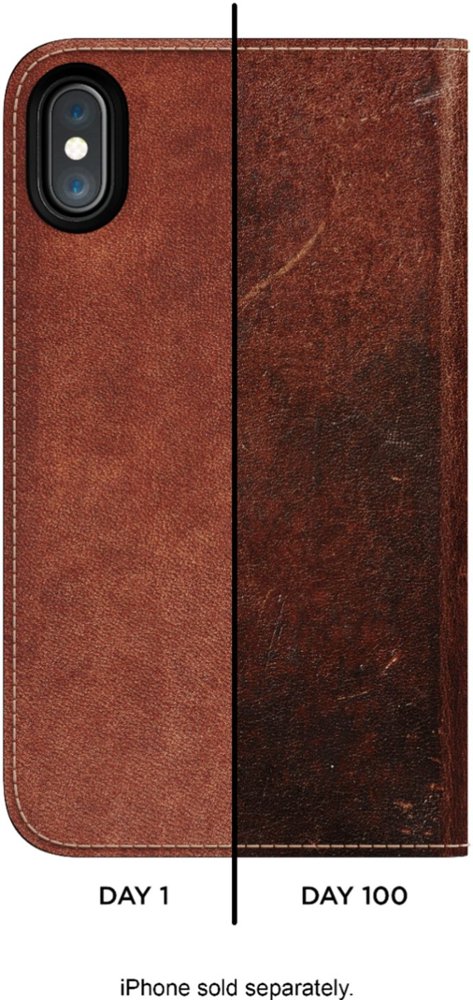 leather folio for apple iphone x and xs - brown