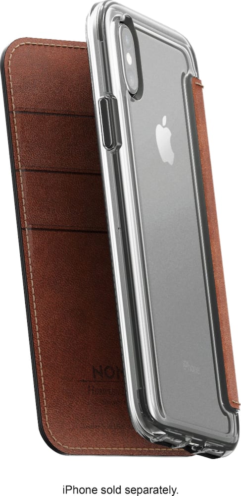 folio case for apple iphone x and xs - brown/clear folio case for apple iphone x and xs - brown/clear