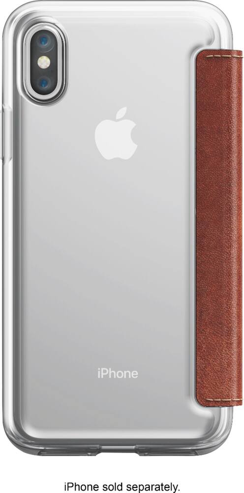 folio case for apple iphone x and xs - brown/clear folio case for apple iphone x and xs - brown/clear